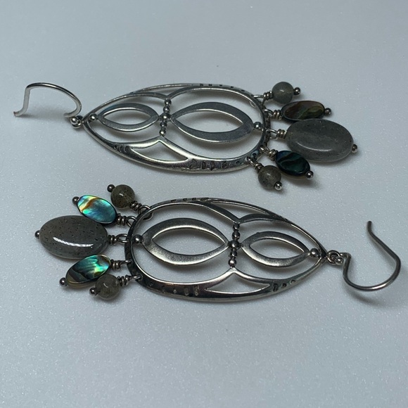 Silpada Sterling Silver HTF INFINITY Feldspar, Abalone Shell Chandelier Earrings - Picture 7 of 13